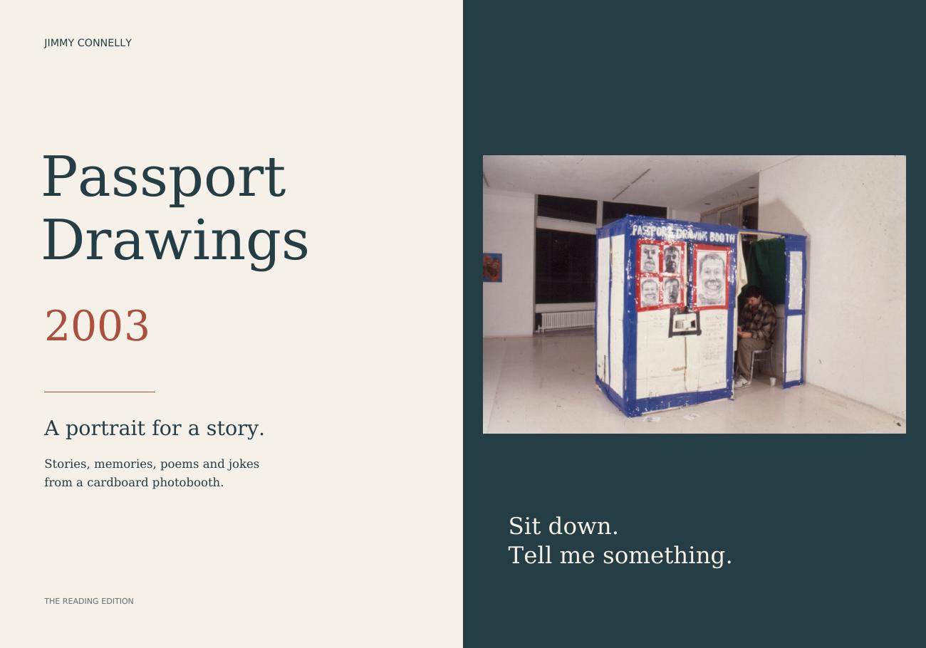 Passport Drawings, 2003: the cover of the reading edition