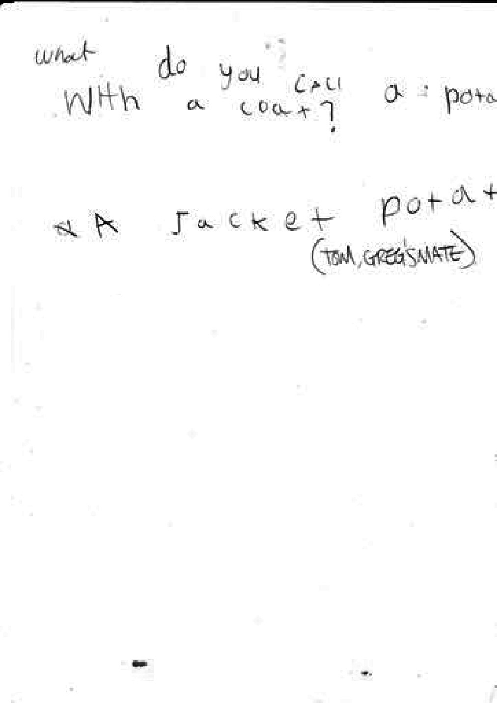 Original handwritten contribution: A visitor’s joke